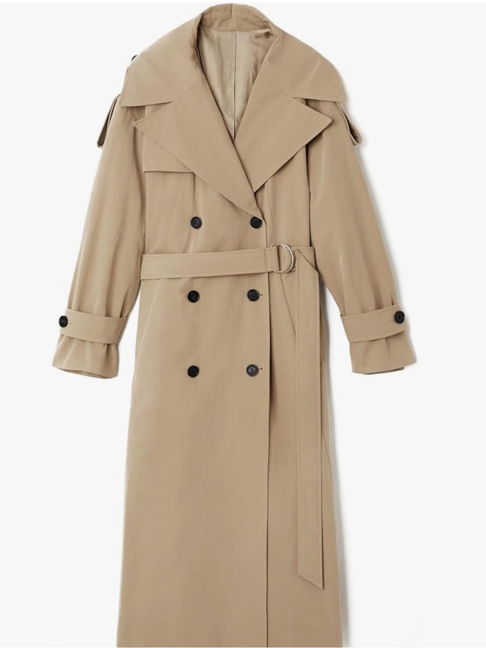 Classic Beige Trench Coat with Black Layering - Picture 4 of 6